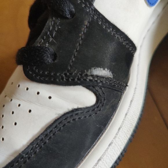 Nike Air Jordan 1 Mid Black and White with Racer Blue Accents - Picture 10 of 13